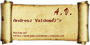 Andresz Valdemár névjegykártya